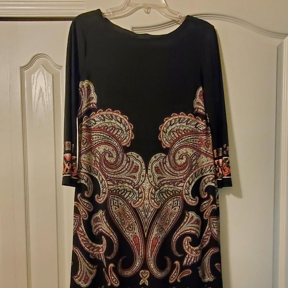 #442 INC Black/Pink Paisley Dress Size 10